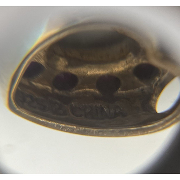 Sterling Silver 925 Heart Charm Ruby Stones Cutout Center Gold Tone Love Gift - Picture 8 of 8